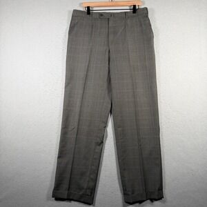 Vintage Isaia Napoli Mens Plaid Wool Dress Pants 130s Lana Made in Italy Size 56